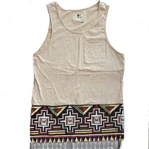 Ivory tank top with geometric pattern - S